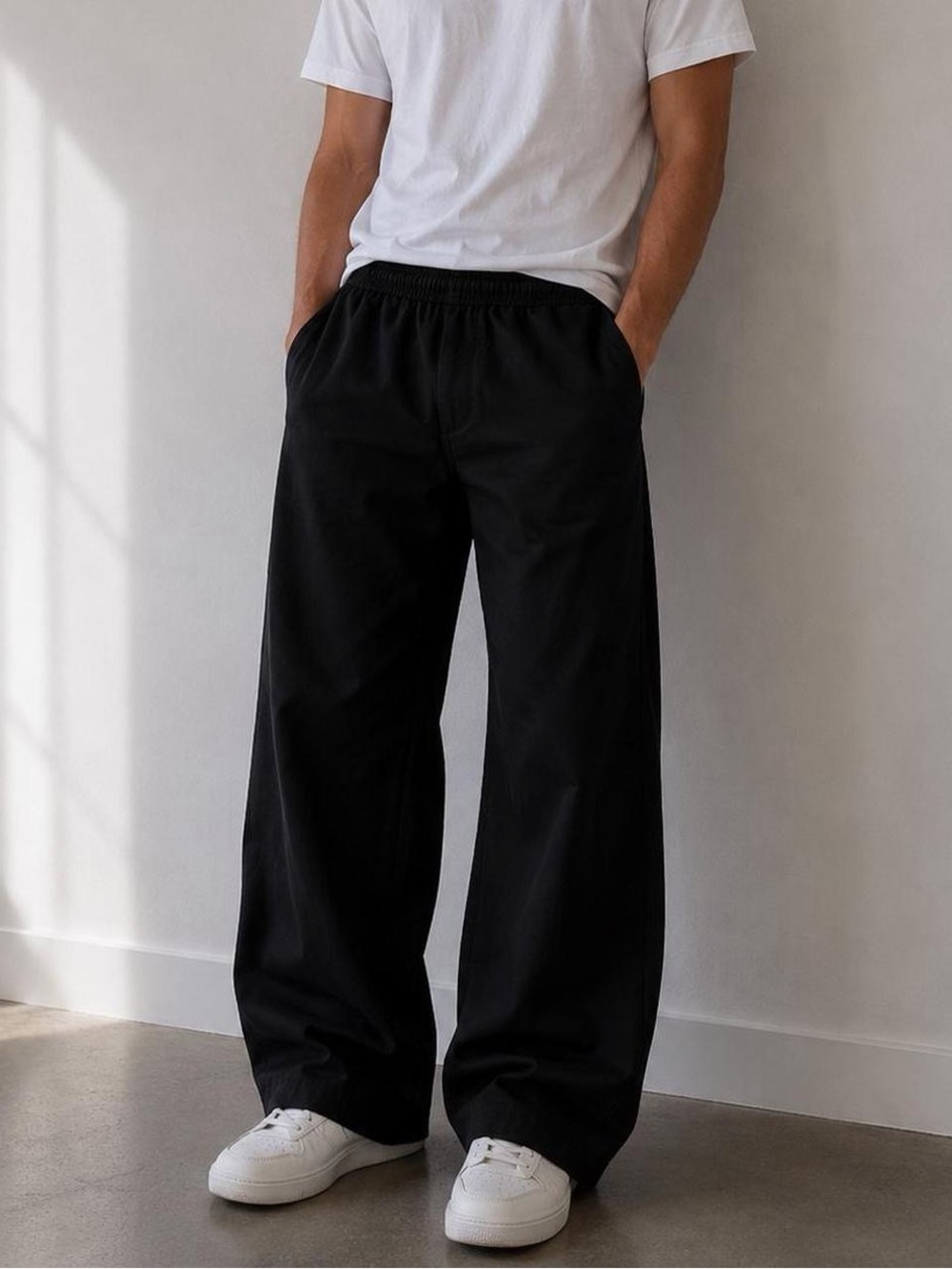 Spectrum Black Elastic Waist Wide Leg Pants Size XS